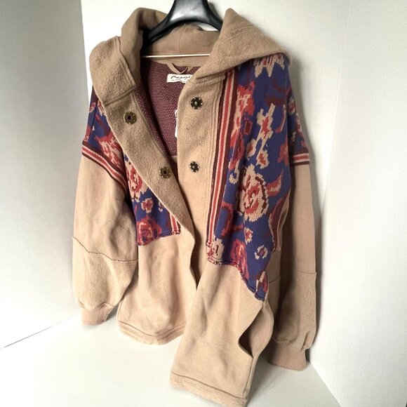 Free People Bowery Cardigan Hoodie Oversized Slouchy Cotton Jacket - Picture 5 of 14